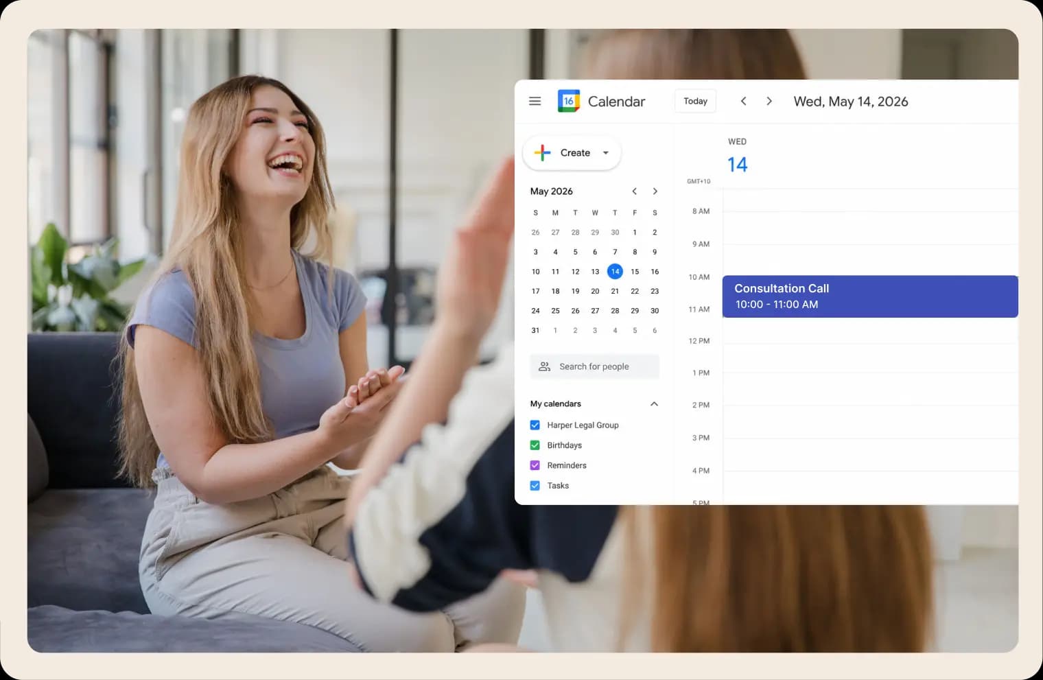 Video call meeting representing instant booking